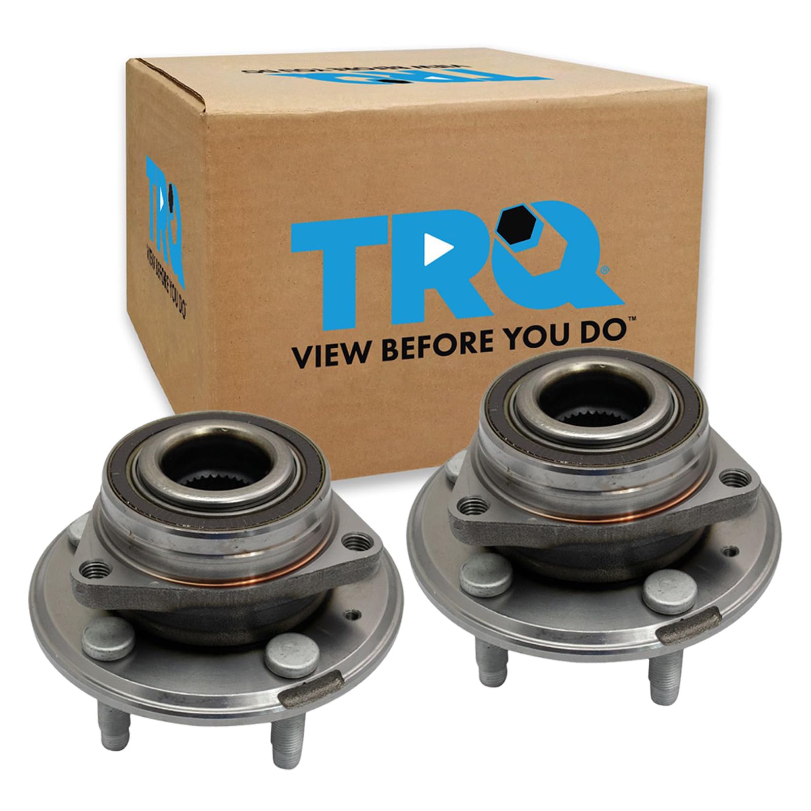 TRQ 2 Piece Passenger Side Wheel Bearing &amp; Hub Assembly Set with ABS Sensor