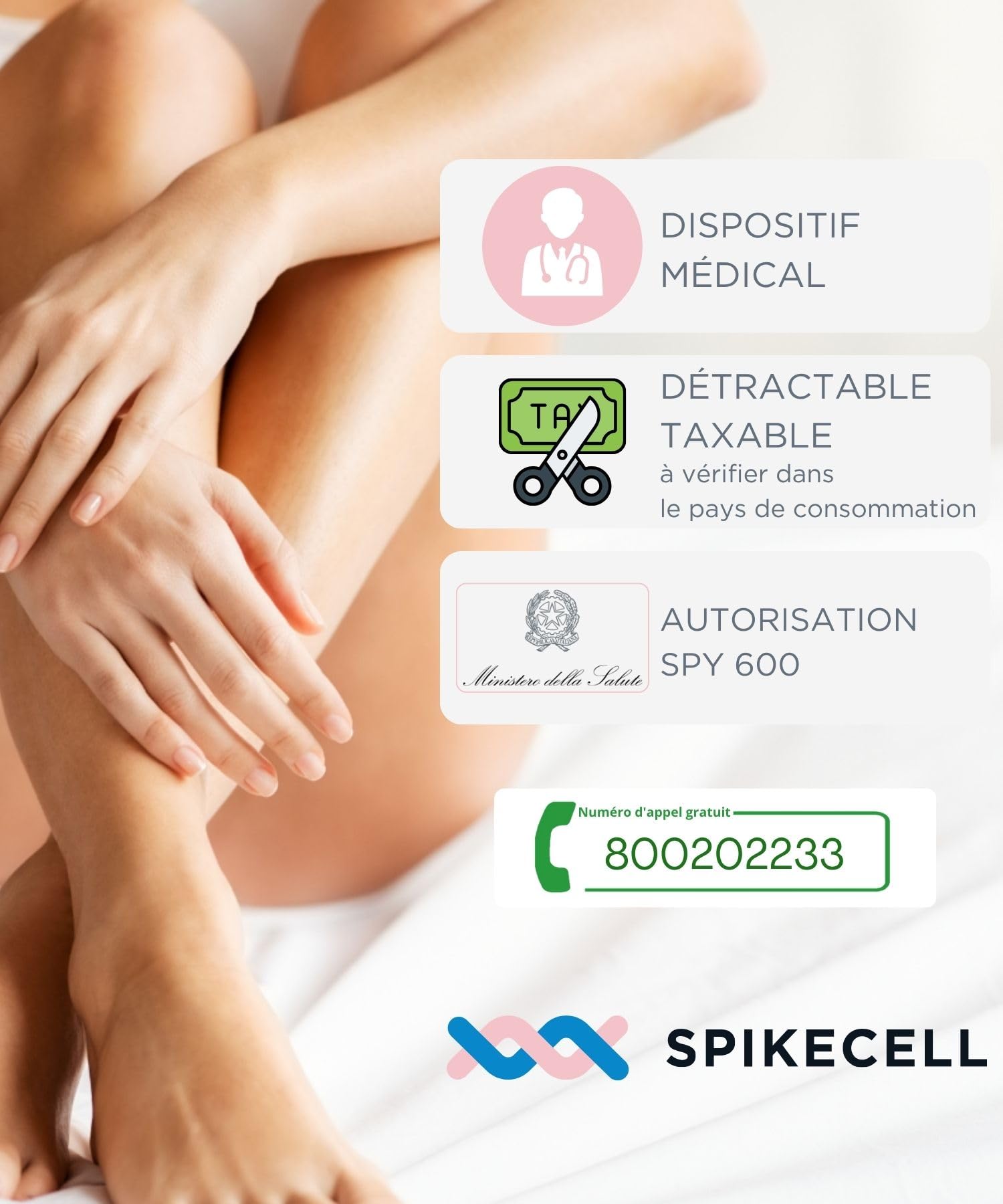 SPIKECELL Legging Anti Cellulite Femme èlectromagnétothérapie - Drainage Lymphatique Jambes, Réactive la Microcirculation, Dispositif Médical Déductible - Made in Italy