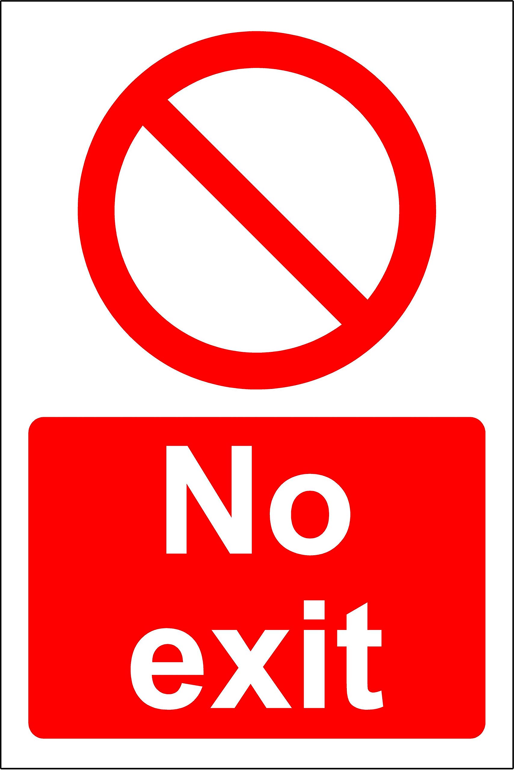 Kpcm Display Ltd No Exit Safety Sign - 1.2Mm Rigid Plastic 400Mm X 300Mm