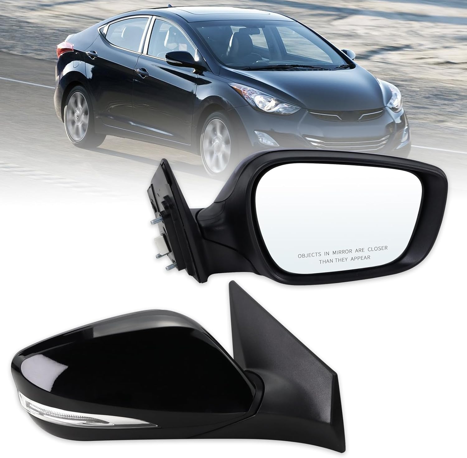 Left Driver Side Mirror Compatible With 2011 2012 2013 Hyundai Elantra With Manual folding Power Glass Heated Black Replace#HY1320179(5Pins)
