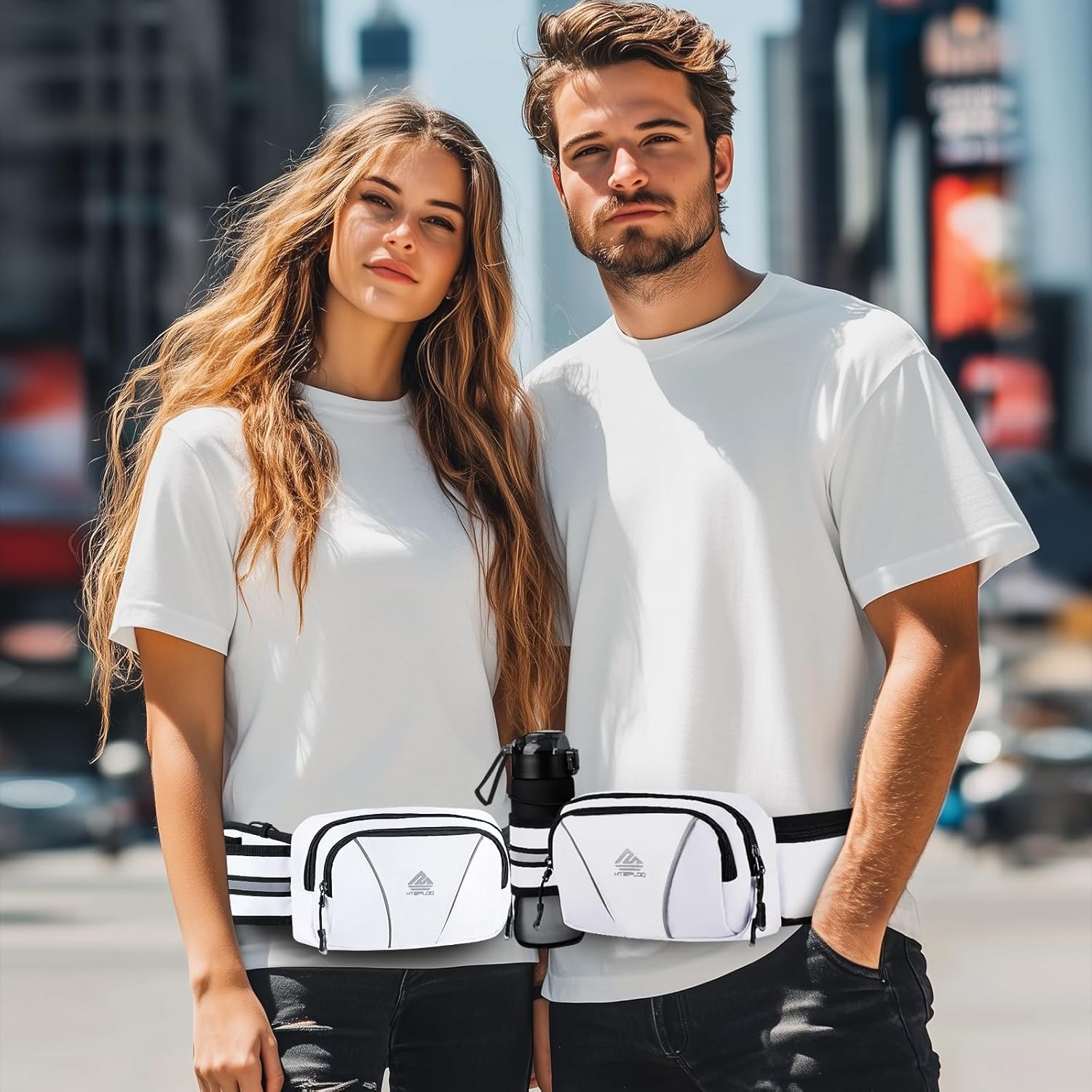 Fanny Pack for Men Women Waist Bag with Water Bottle Holder for Hiking, Travel,Dog Walking, Workout (White) - Image 6