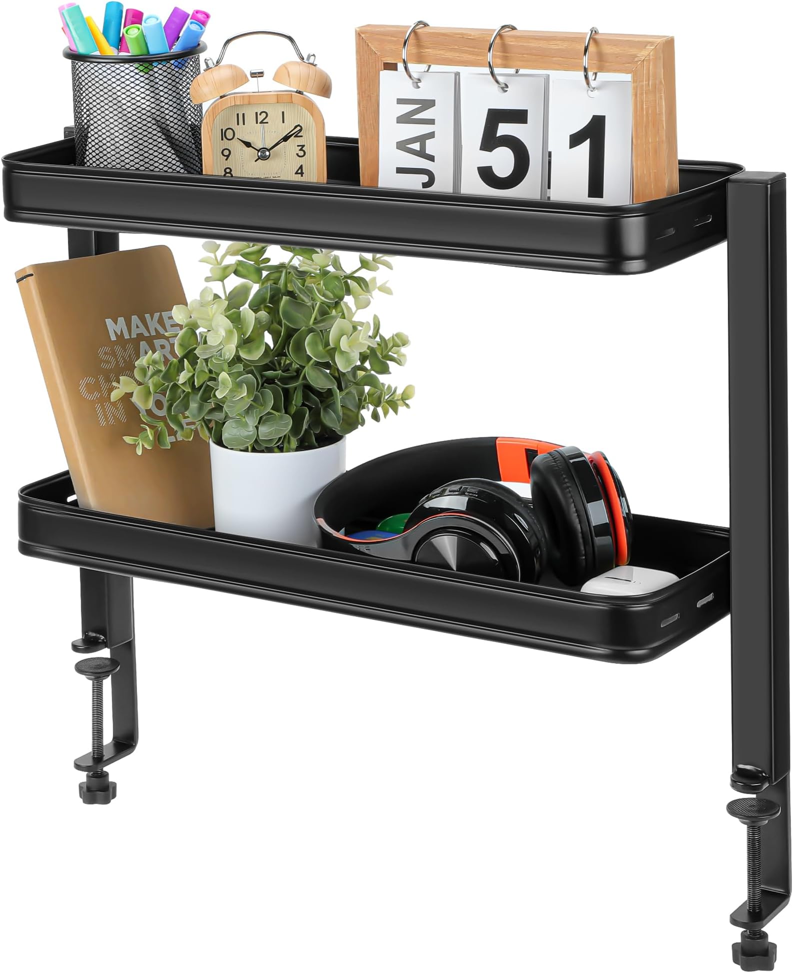 Amazon.com: Nuslne Clamp-on Desk Shelf, Desktop or Under-Desk 2-Tier ...