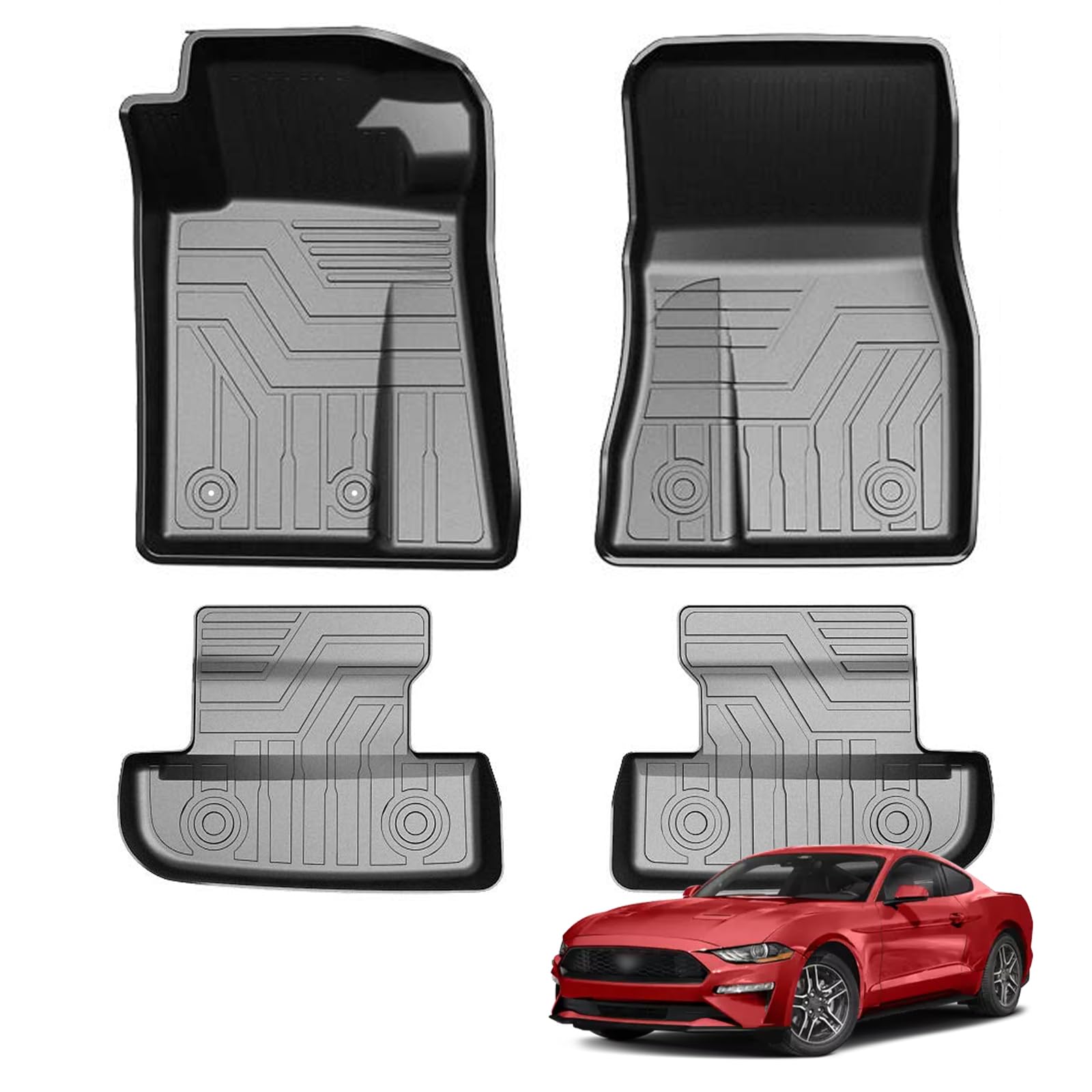 AOMSAZTO Car Floor Mats Liners for Ford Mustang 2015-2024, All Weather ...
