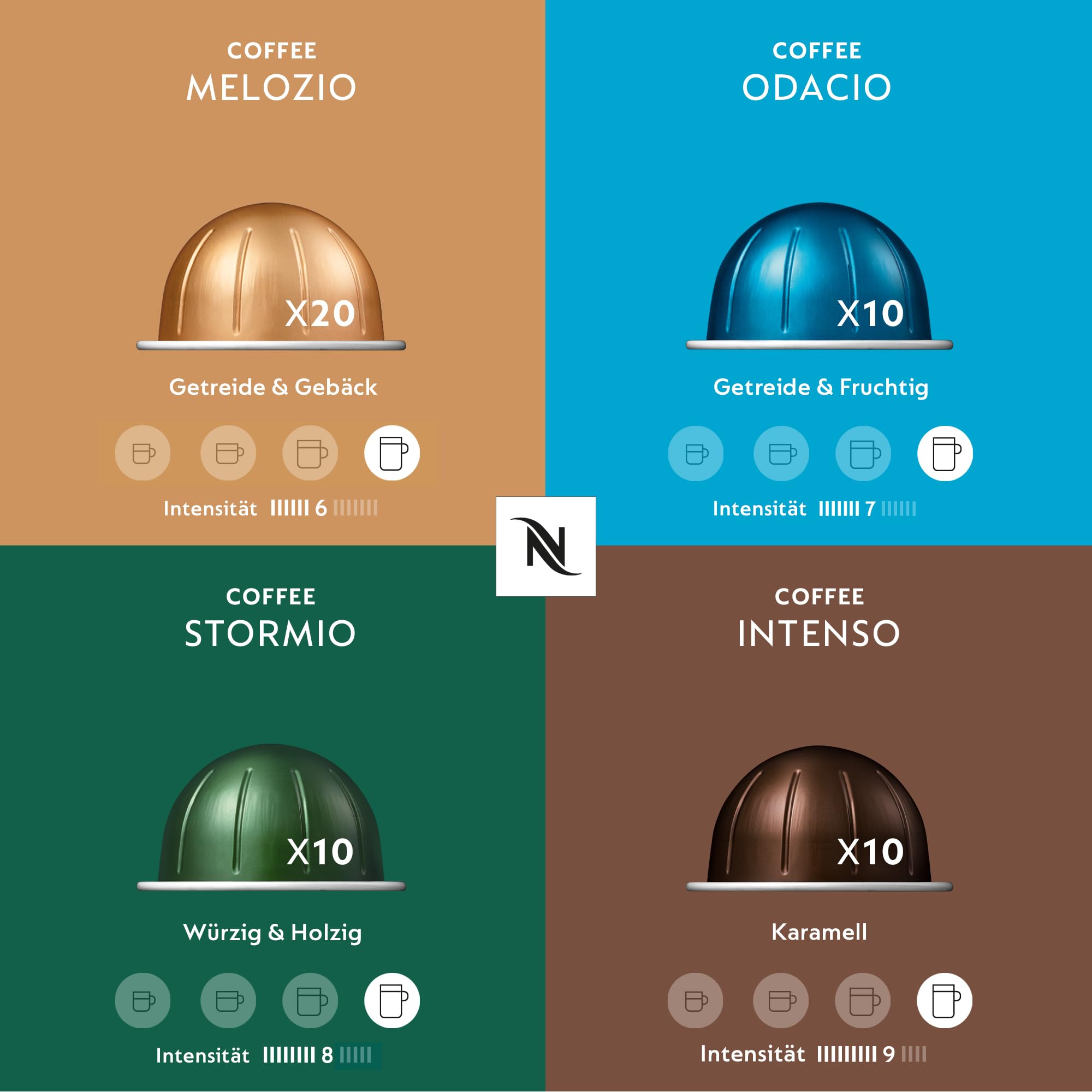 NESPRESSO VERTUO Signature Auswahl 50 Kaffeekapseln | Arabica & Robusta Kaffee, Mittlere bis dunkle Röstung, Ideal für die große Tasse