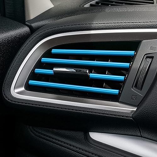 Miniatura 9 de Xotic Tech - 10 cubiertas de tira de decoración de salida de aire acondicionado para interior de automóvil, moldura de PVC (azul)