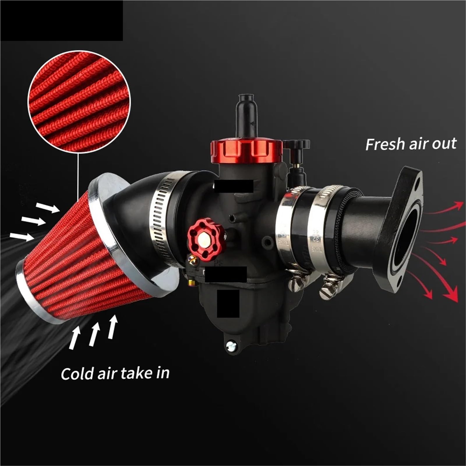 Filtr powietrza gąbka motocykl 42/48mm gaźnik motocyklowy zgięcie łokcia szyi środek do czyszczenia filtra powietrza zmodyfikowana rura dolotowa(48MM)