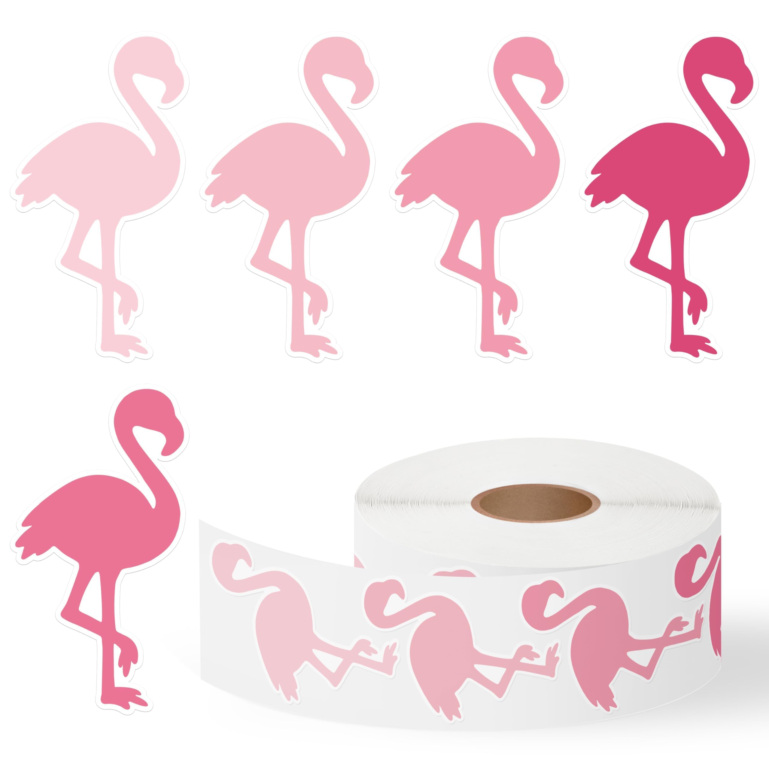 CNhoqc Summer Flamingo Stickers Roll - 1000pcs Summer Silhouette Flamingo Waterproof Vinyl Stickers Tropical Pink Animal Decorative Waterbottle