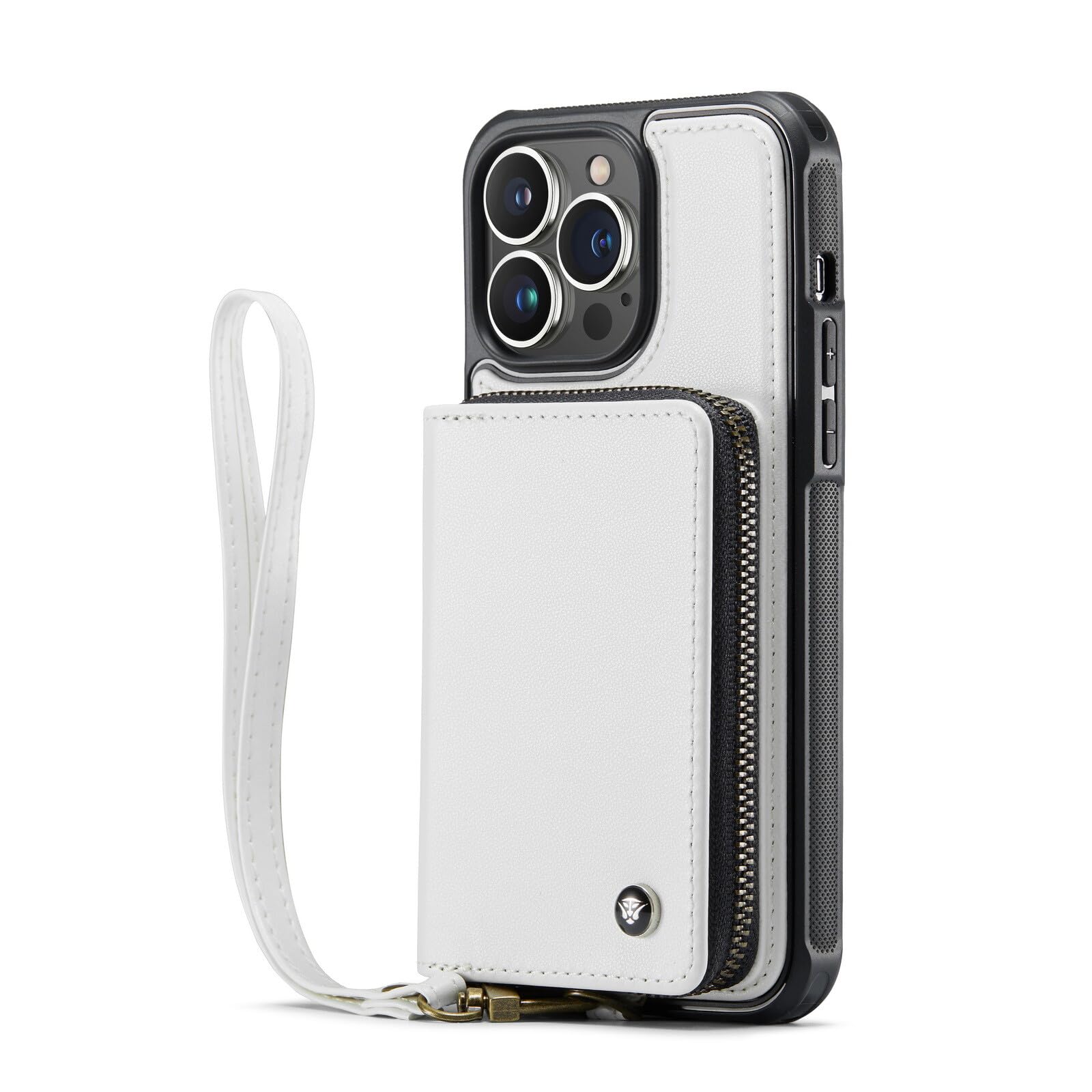 Étui portefeuille iPhone 14 Plus blanc en cuir avec range-cartes