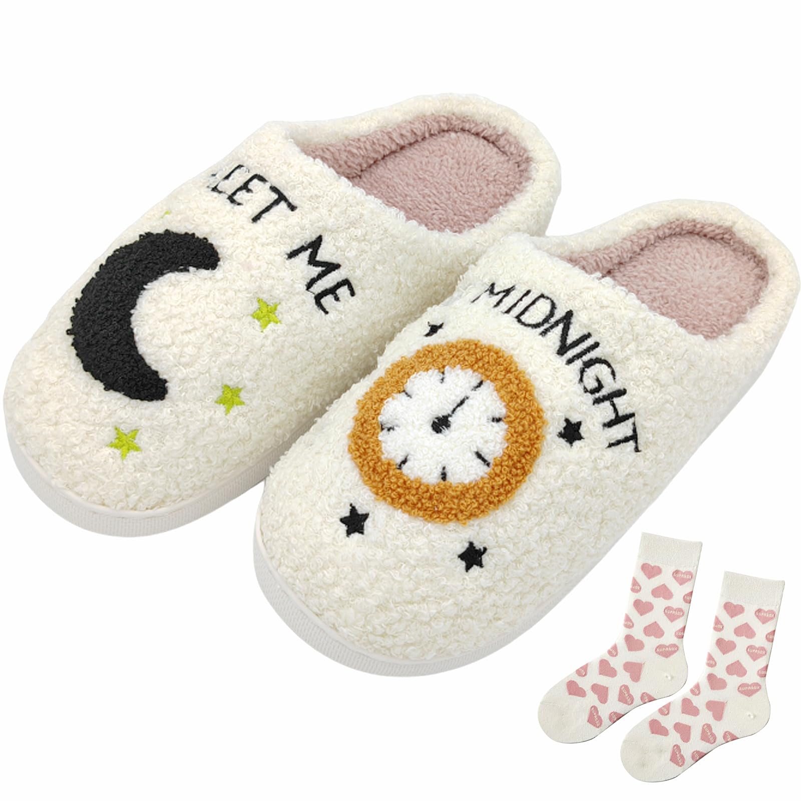 Poneneo House Slippers for Women, Meet Me At Midnight Slippers Fluffy and Cozy Bedroom Slip On Shoes, Unisex ​for Indoor Outdoor Comfort -Ideal