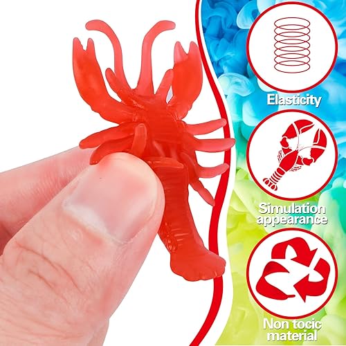 Miniatura 3 de 20 piezas de mini langosta con garra de cangrejo de cangrejo hervido suministros de fiesta suave TPR langosta modelos de alimentos falsos