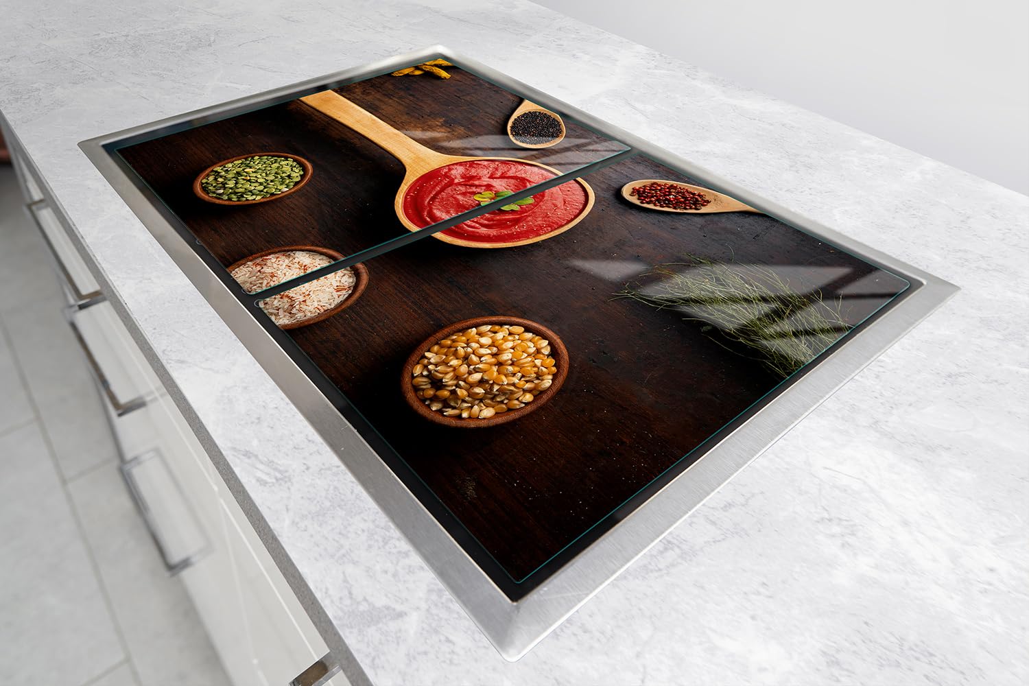 TMK ArtDeko Piastra Copripiano Cottura In Vetro 45x52 Cm – Protezione E Stile Con Design Teschio