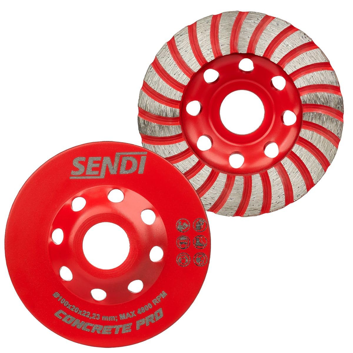 Disque à béton compatible avec ponceuse SENDI TRIPPLE GS - Haute performance - Idéal pour ébaucher le béton, l'adhésif et les surfaces dures - Installation facile