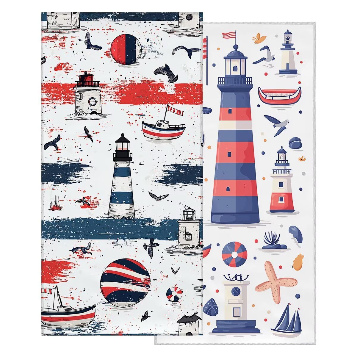 Toalla Playa 80x160 cm, Toalla Gimnasio Microfibra Secado Rapido, Juego de 2 Antiarena Toallas de Playa, Ligera Compacta Toallas Microfibra Grande para Viaje, Regalo Hombre Regalo Mujer (Faro) -4965