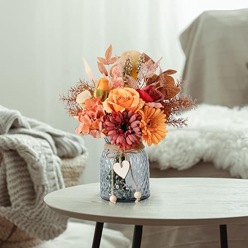 Miniatura 6 de Leftover Flores falsas de otoño en jarrón, arreglos florales de seda de otoño, centros de mesa de otoño para mesas, flores artificiales para jarrón,