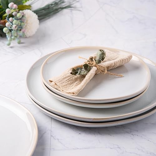 Miniatura 4 de AmorArc Juego de vajilla de cerámica, juego de platos y cuencos de esmalte reactivo hecho a mano, altamente resistente a las astillas y grietas,