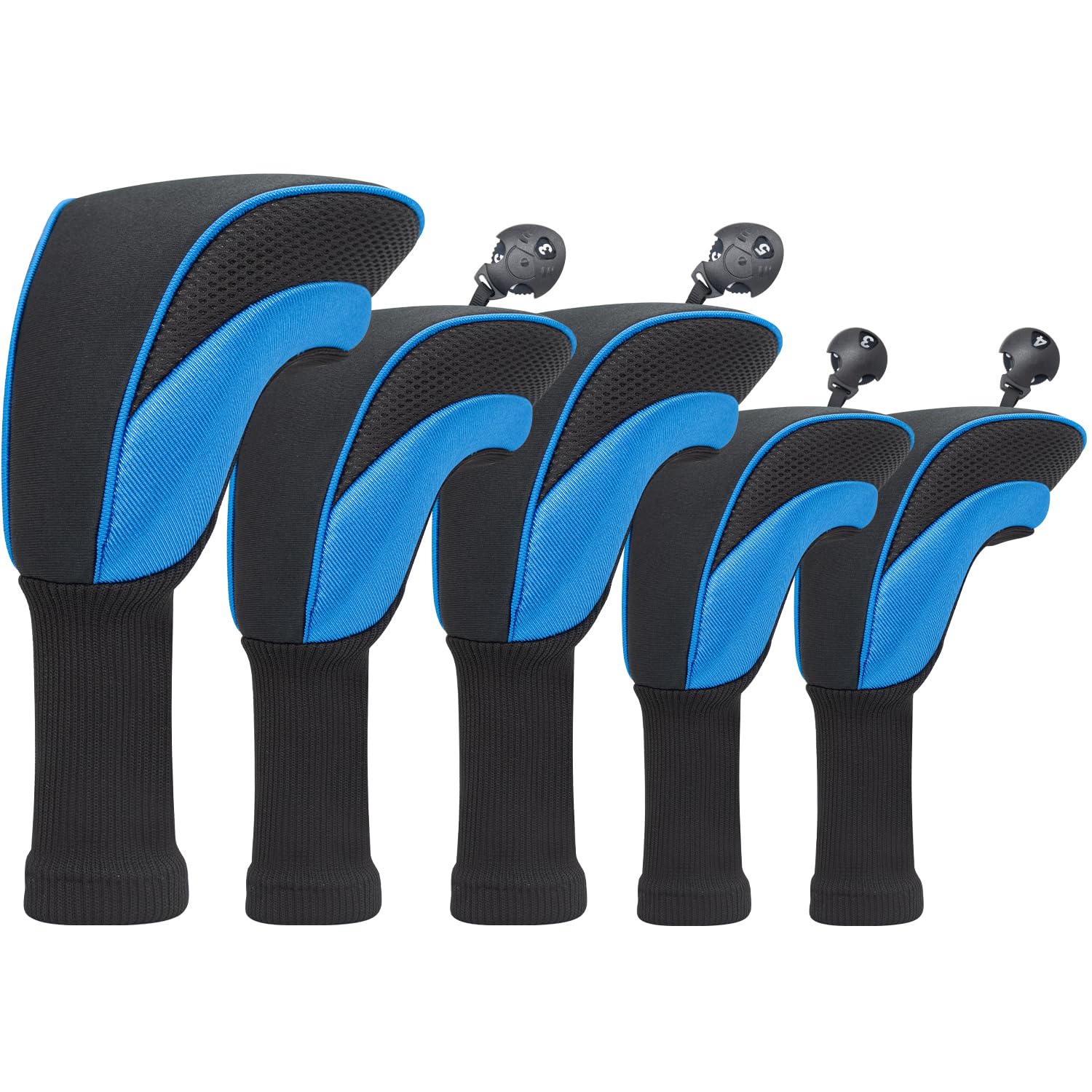 Golf Head Covers for Fairway Woods Driver Hybrids 5 Pieces Nylon Mesh Sports Fan Golf Club Headcovers-Golf Accessories for Men Women.