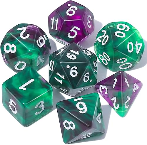 Vista 231 de CiaraQ DND - Juego de dados poliédricos con una bolsa de dados negra para juegos de mesa de rol D&D RPG MTG Rojo mezclado con naranja + purpurina