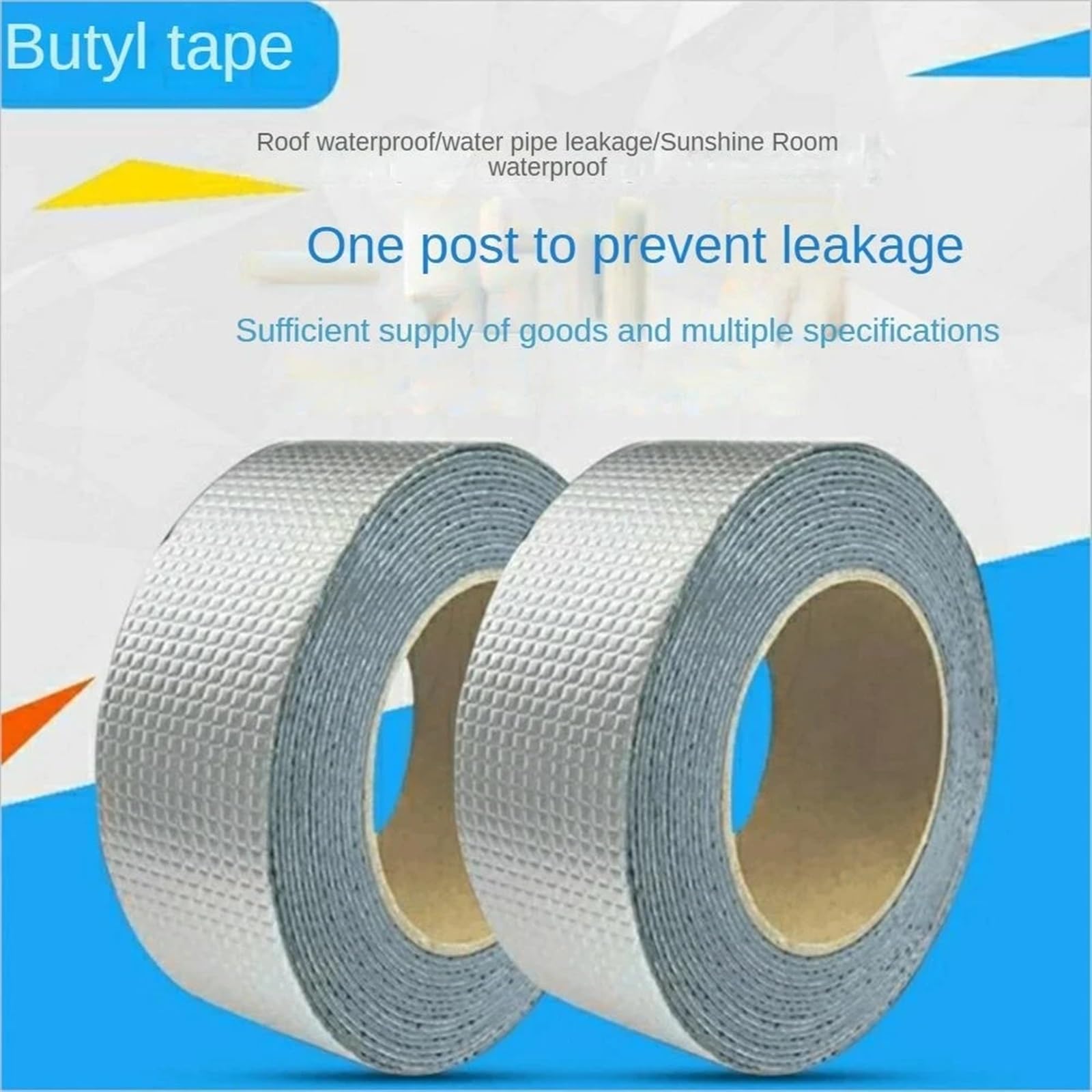 Cinta de Butilo Cinta de goma de butilo de papel de aluminio, sello autoadhesivo grueso de fibra súper fuerte, resistente al agua for reparación de tuberías de techo de piscina, detener fugas(Size:1M_