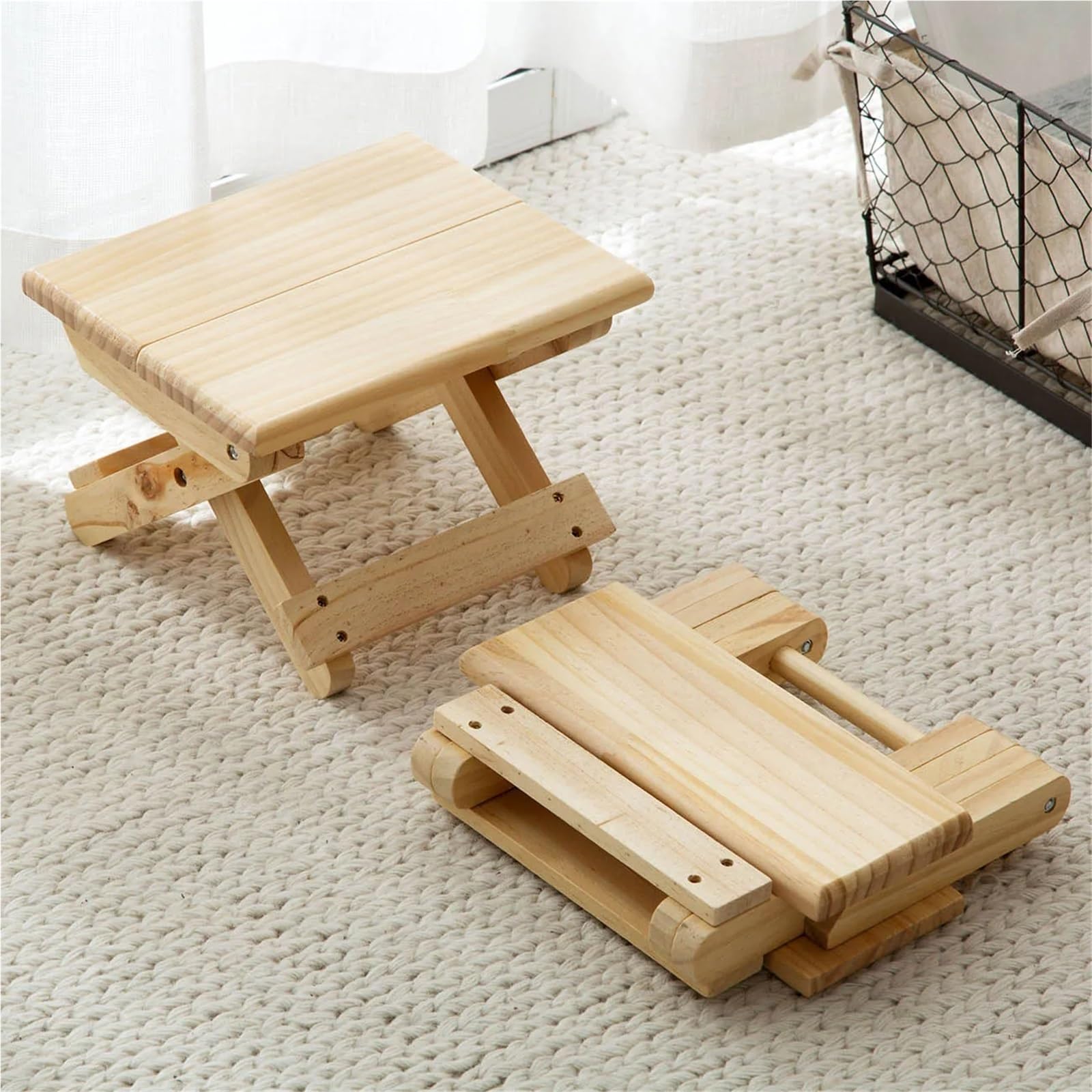 Taburete plegable de madera antideslizante, asiento de baño, cambiador de zapatos, silla de pesca, portátil, para el hogar y el aire libre, versátil y diseño