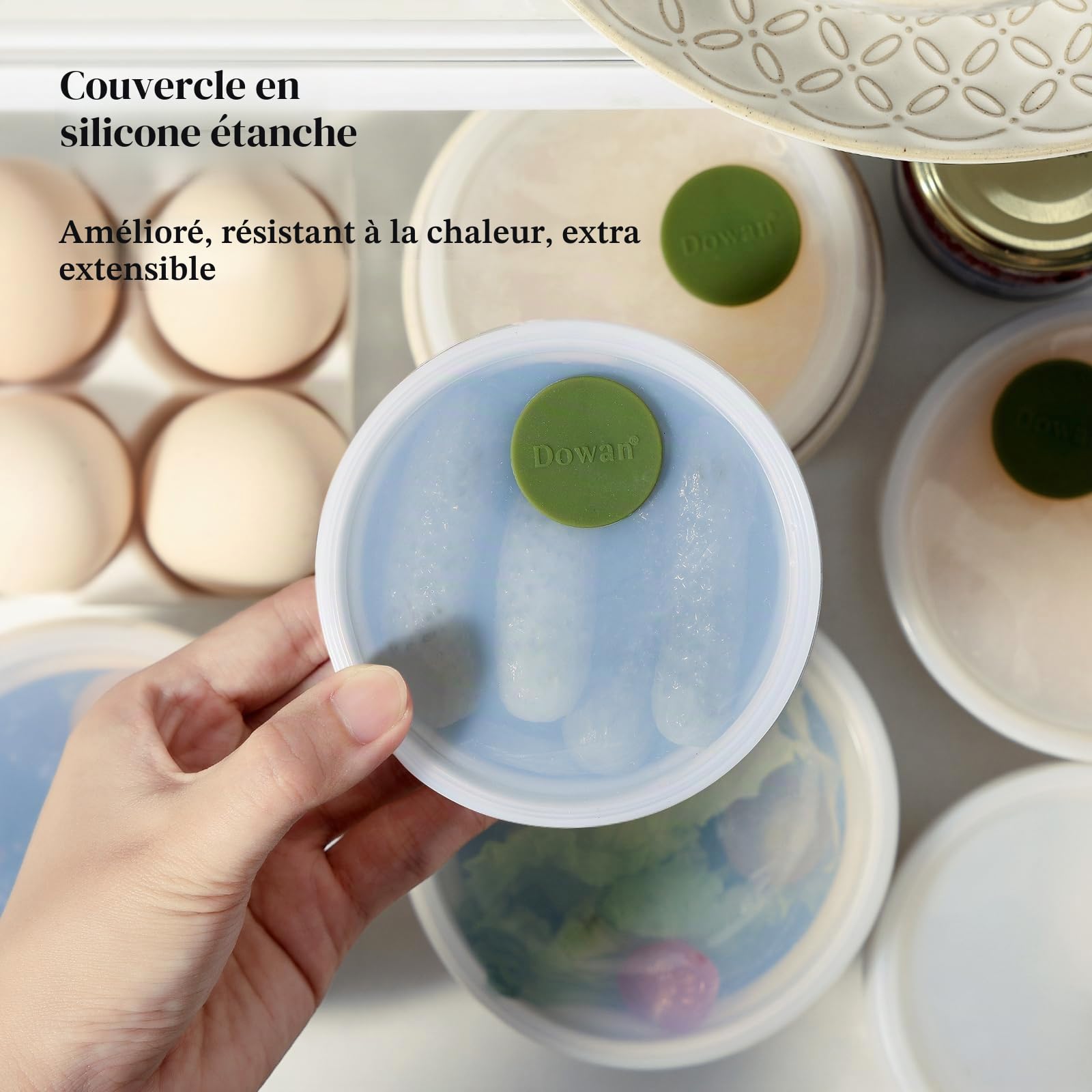 DOWAN 6 Pack Oven Safe Ramekins with Lids, 6 oz, Charcuterie Boards, Bowls for Crème Brulee, Souffle, Sauces Cups, Custard Cups, Set of 6, Beige