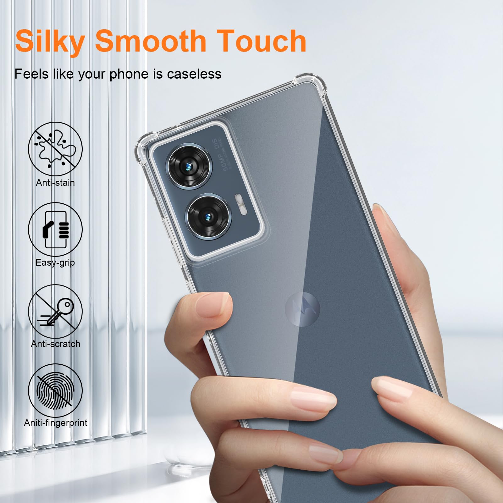 USTIYA Case For Otorola Oto Edge 50 Fusion Clear TPU Four Corners