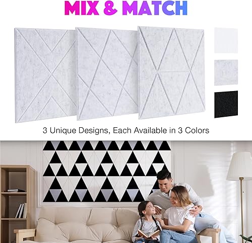 Miniatura 5 de Paquete de 18 paneles acústicos autoadhesivos, paneles absorbentes de sonido de 12 x 12 x 0.4 pulgadas, paneles cuadrados de alta densidad a prueba