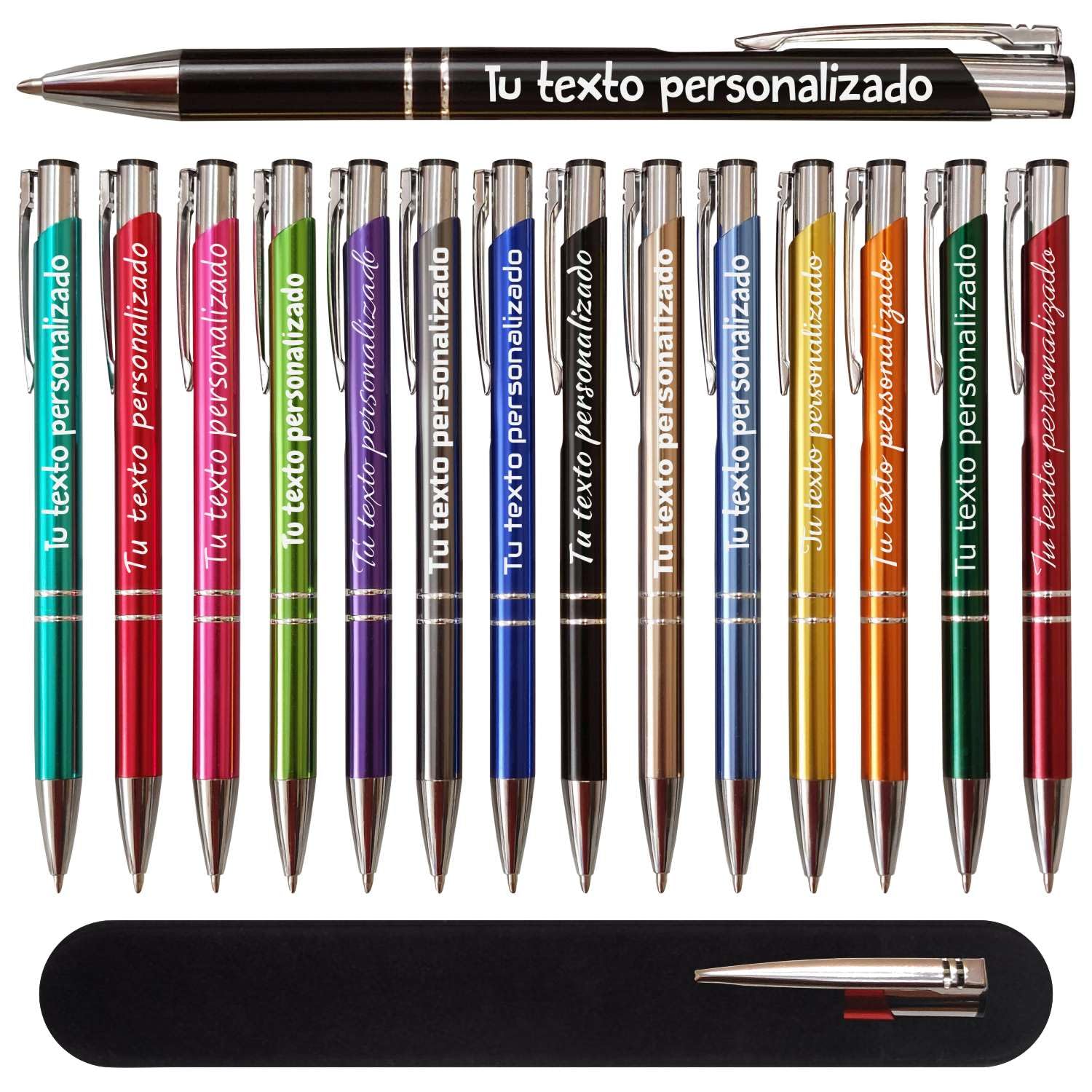 50x Boligrafos metálico personalizados - Perfecto como regalo personalizado para los invitados en bodas, comuniones y cumpleaños, o como bolígrafo promocional, Gadget Publicitario