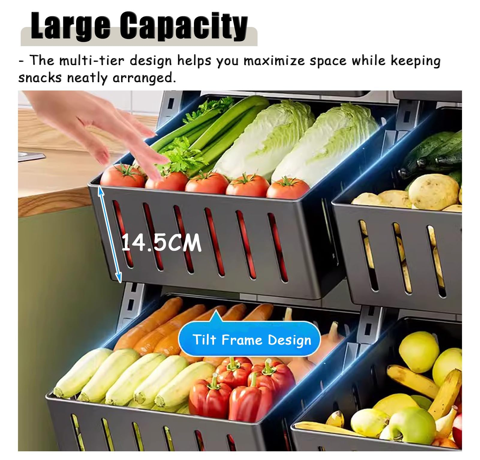 Estantes para Fruta Estante de Supermercado Comercial Estante de Exhibición, Grandes Bocadillos para El Carrito de Verduras para La Despensa, Farmacia, Titular de Condimentos Estables de Múltiples Cap