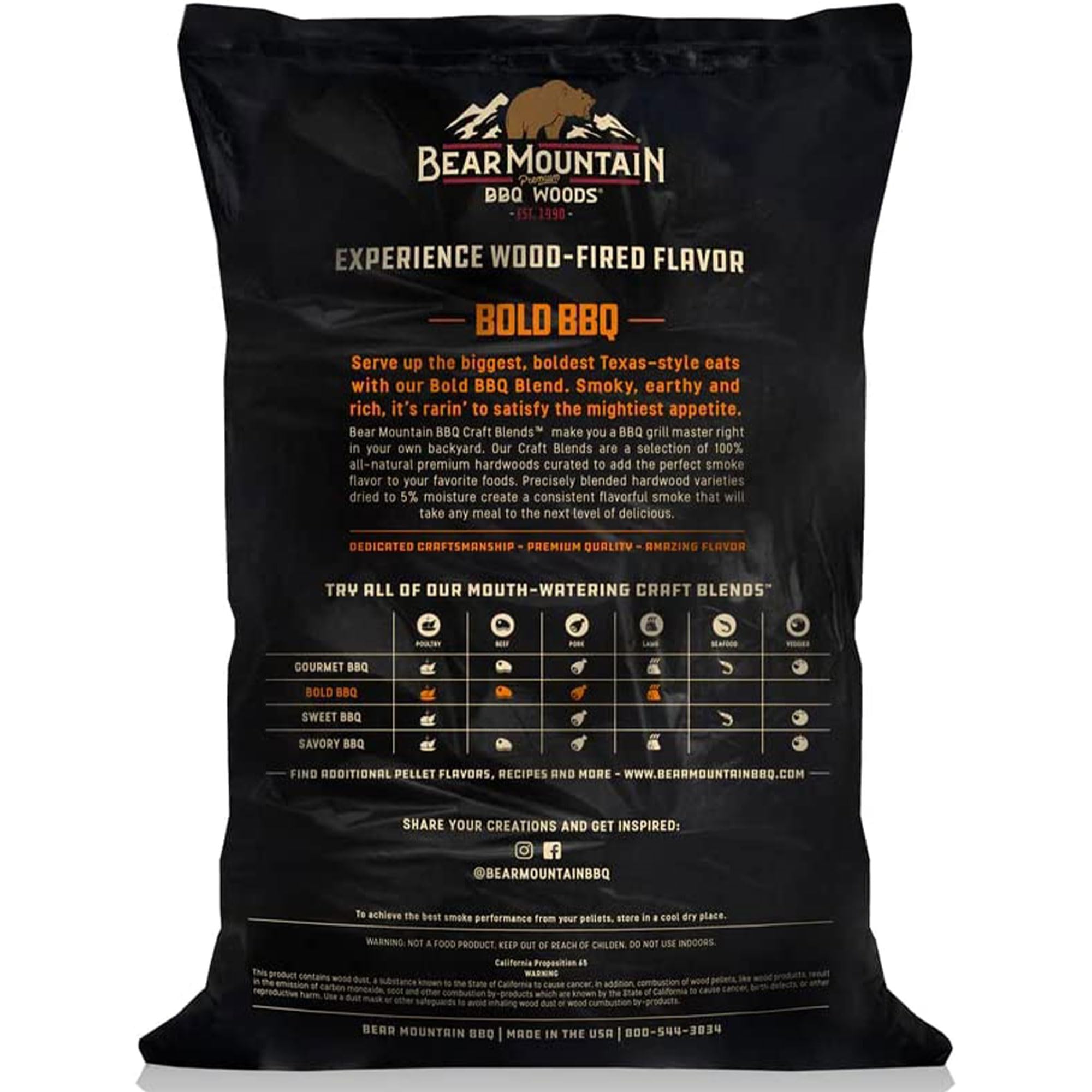 BEAR MOUNTAIN Premium BBQ WOODS Craft Blend Bold BBQ, torba 9 kg