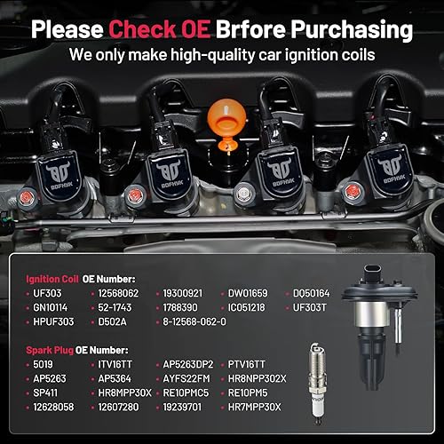 Miniatura 5 de BDFHYK Paquete de bobinas de encendido UF303 y bujías de iridio 5019 compatibles con Buick Rainier, compatible con Chevy Colorado Trailblazer EXT,