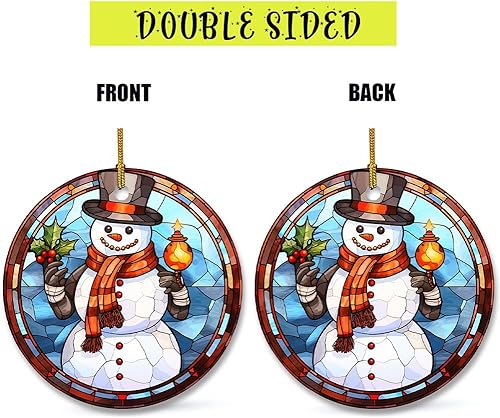 Miniatura 10 de Adorno colgante de Navidad para decoración de árbol de Navidad, adorno de cerámica en patrones de vitrales, recuerdo de cerámica para decoraciones