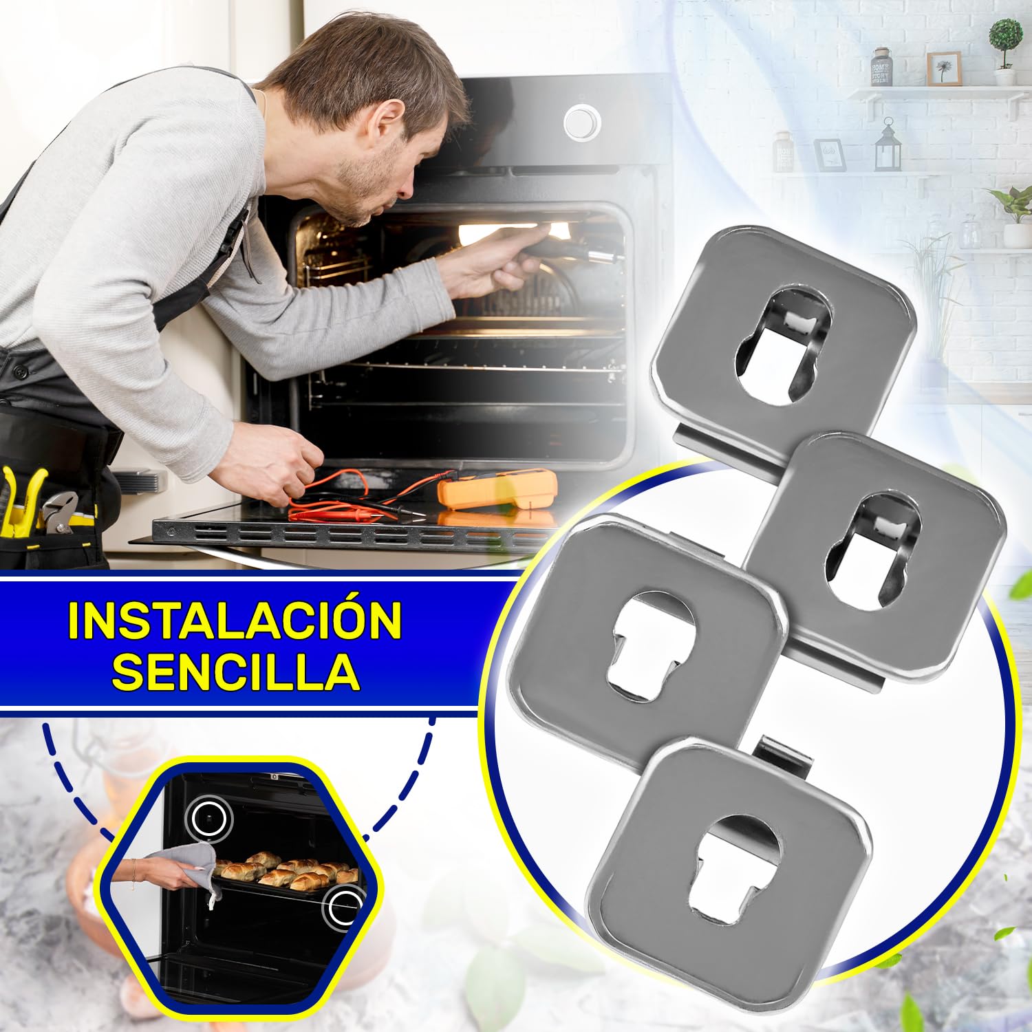 4 Piezas Casquillo para Guías Telescópicas del Horno con Código Original 00631174 631174 para Bosch para Balay para Constructa para Siemens para Neff - Garantía de 10 Años - MONTERAL