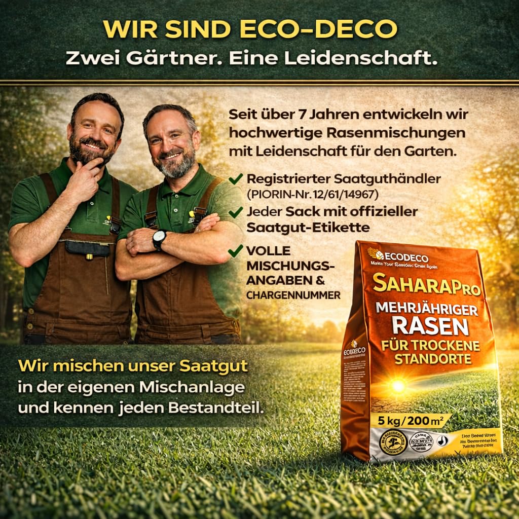 Rasensamen Trockenresistent 5kg – Grassamen & Trockenrasen mit 100% Mehrjährigen Gräsern – Schnellkeimend, Ideal für Extreme Trockenheit & Sonnige Flächen