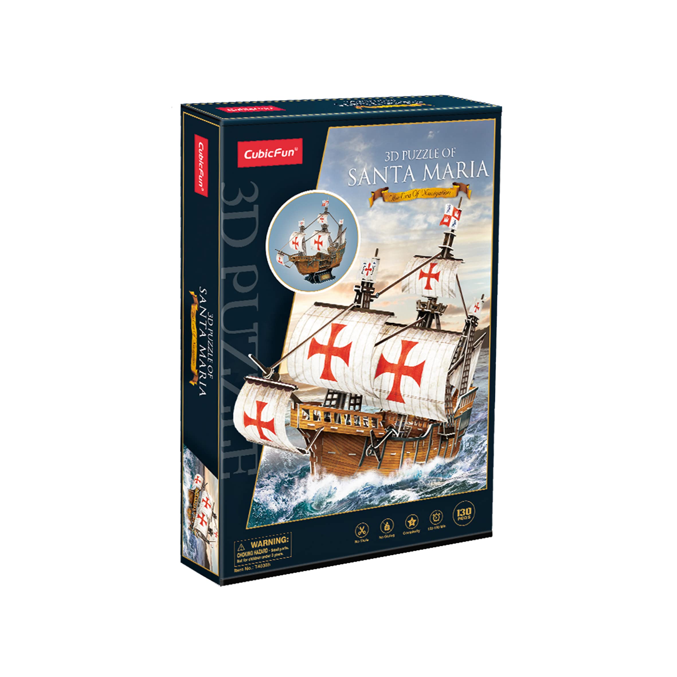 Puzzle 3D - Maquette Bateau Santa Maria | Maquette Bateau A Construire | Puzzle 3D Enfant Et Adulte | Puzzles 3D Adulte Et Enfant | 130 Pièces | Cadeau Garcon 8 Ans