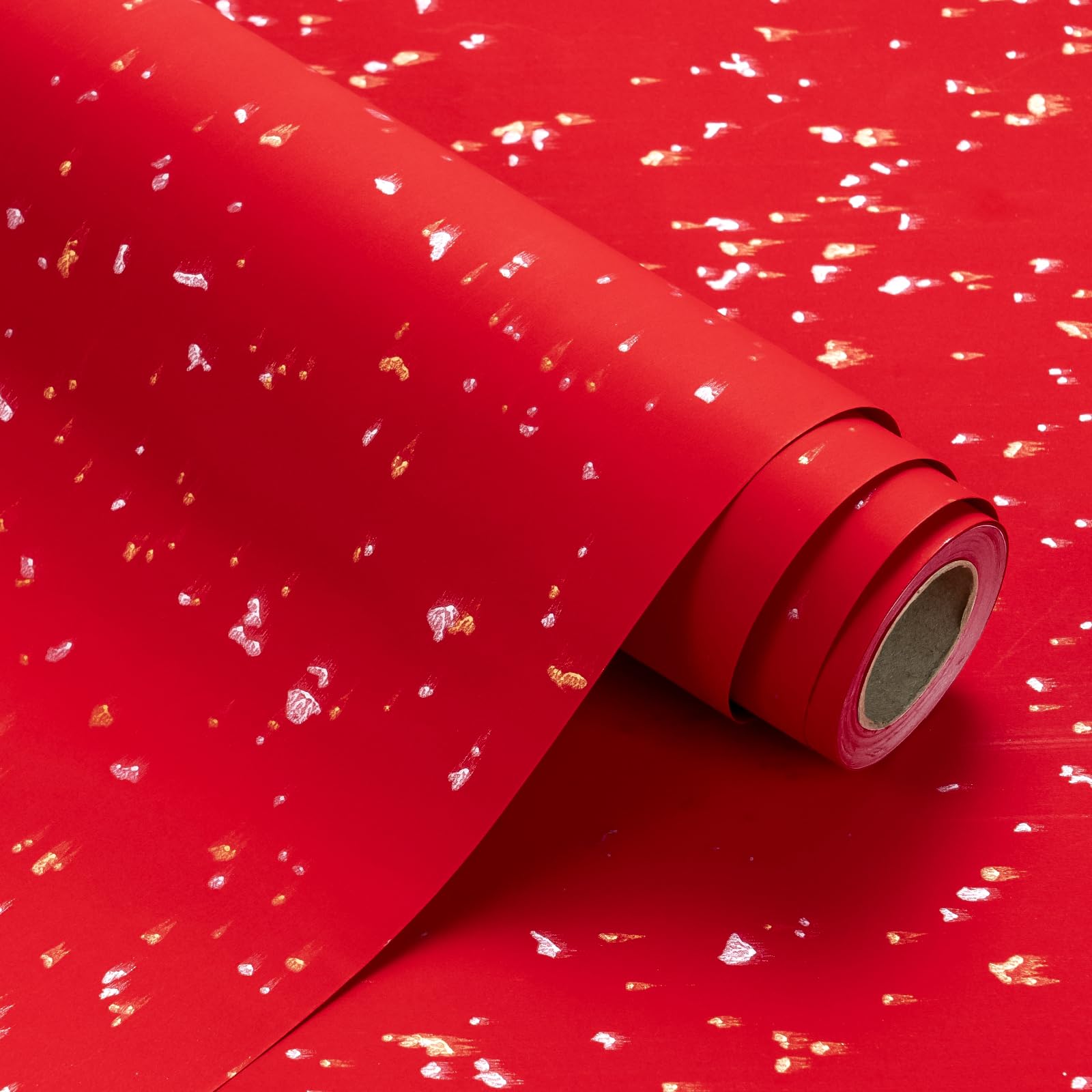WRAPAHOLIC 30 Inch Jumbo Red Wrapping Paper Roll - 30 Inch x 16.5 Feet - Red Gold Design with Silky Touch Perfect for Christmas, Birthday, Holiday, Wedding, Baby Shower
