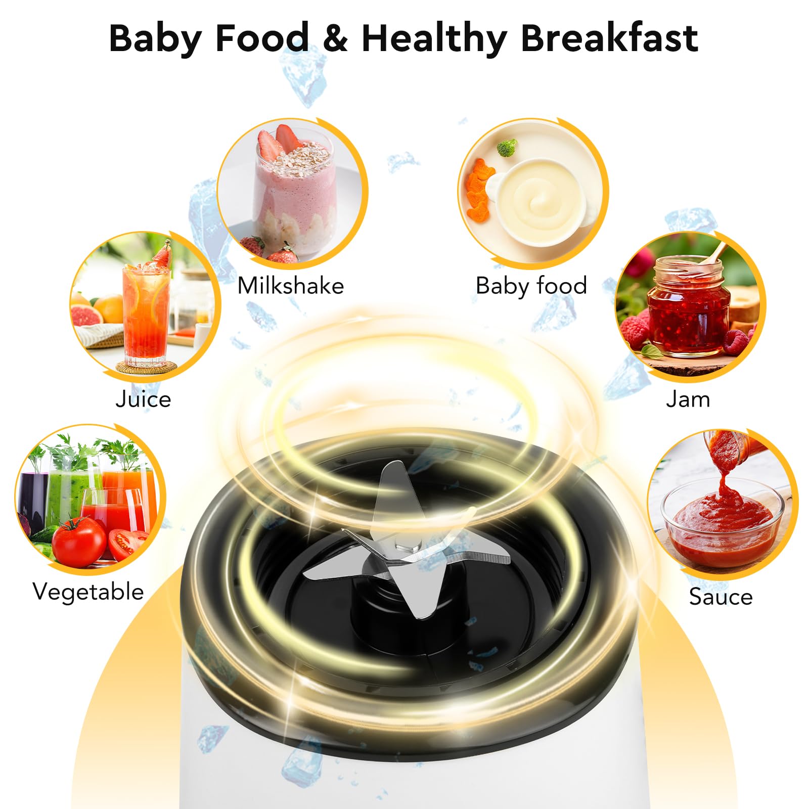 Mixeur à smoothie, mini blender portable, sans BPA, 23000 tr/min, bouteille à double paroi (600 ml + 400 ml), 300 W