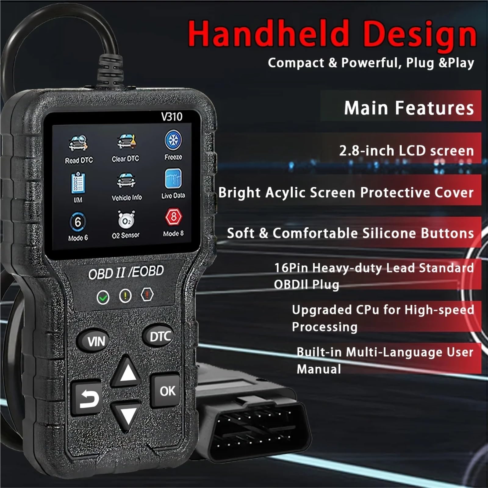 Car Voltage Tester Engine Fault Code Reader Obd2 V310 Scanner Diagnostic Tool Can Charging Suitable