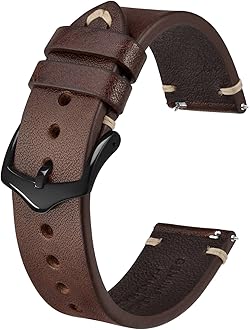 BISONSTRAP Men's Watch Bands, Hand-Stitched Leather Watch Straps, Quick Release, 18mm 19mm 20mm 21mm 22mm