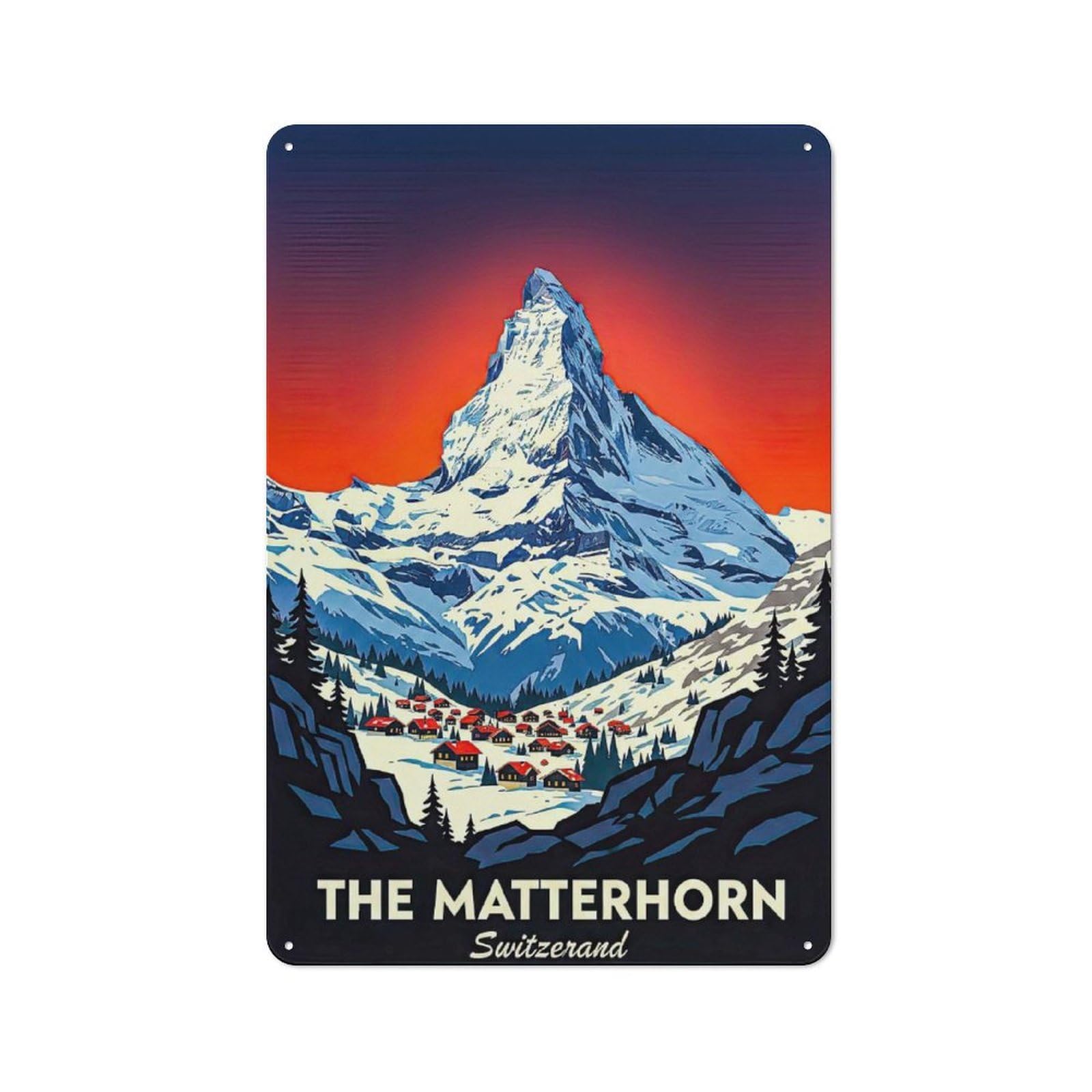 Garage Style The Matterhorn Switzerland Vintage Retro Metal Sign 30x20cm, Workshop Wall Decor for Workshop, Basement, Shed Or Games Room