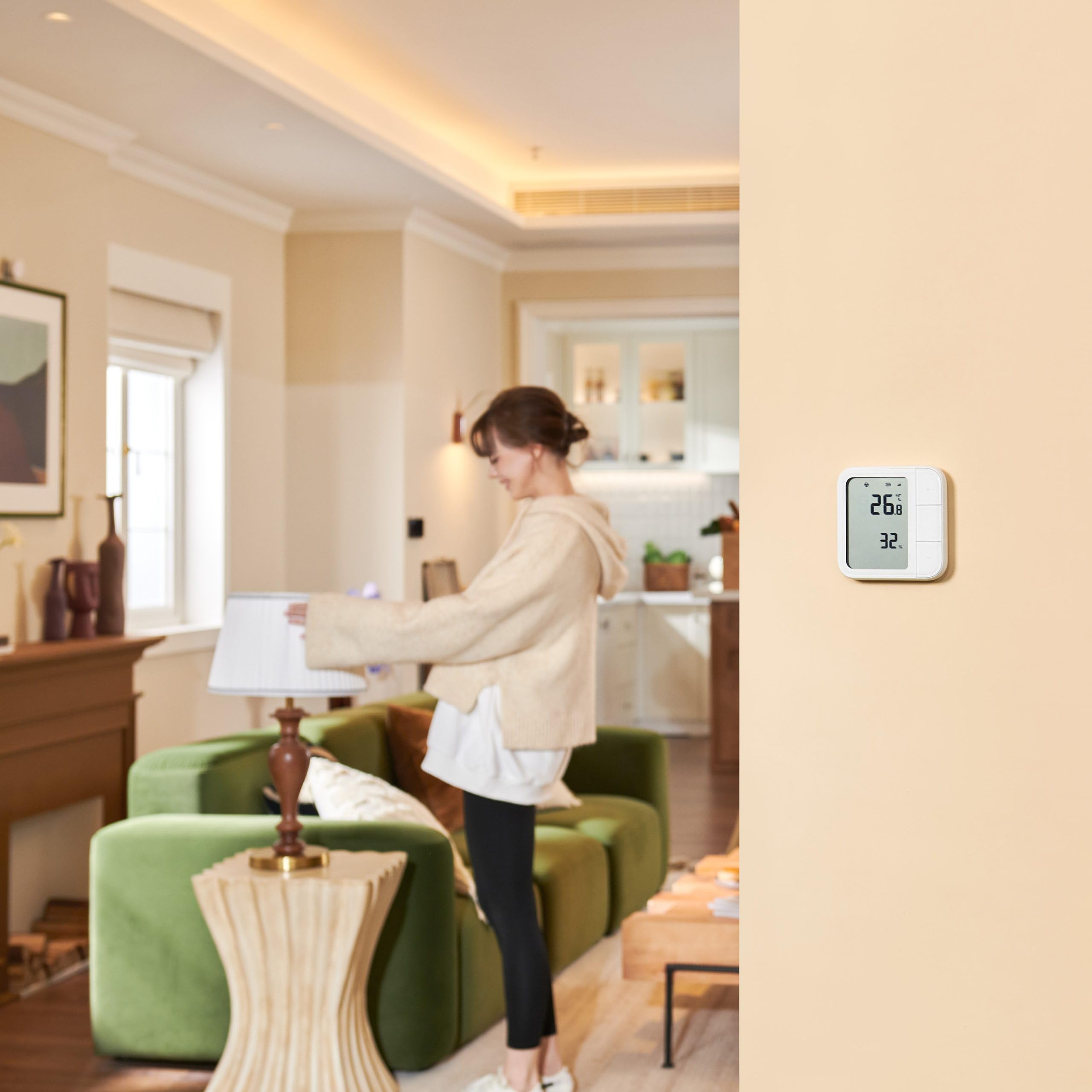 Aqara Sensor de clima W100, monitor inteligente de temperatura y humedad, compatible con alambre y Zigbee, pantalla LCD, 3 botones inteligentes