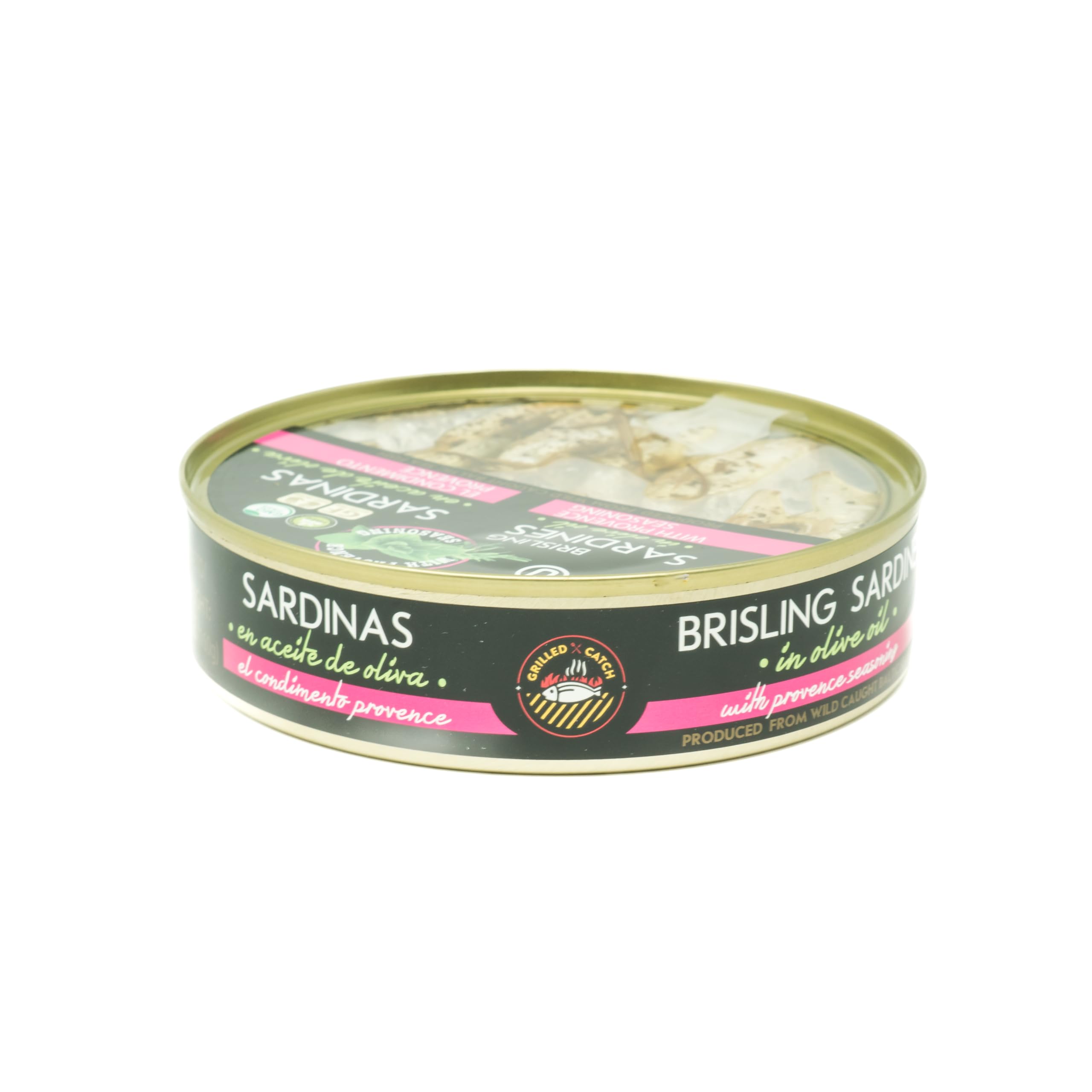 Grilled Catch Wild Caught Brisling Sardines in Olive Oil with Provence Seasoning 5.6-Ounce Cans (Pack of 6)