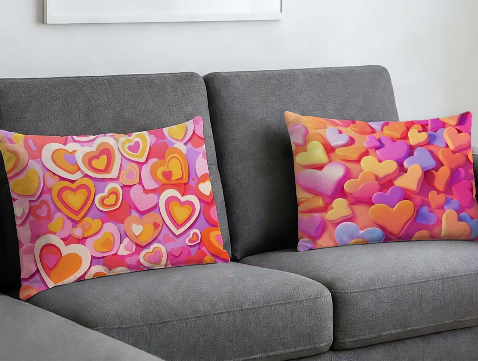 Coussin Amour housse rose 40x80 lot de 2 en velours rectangulaire