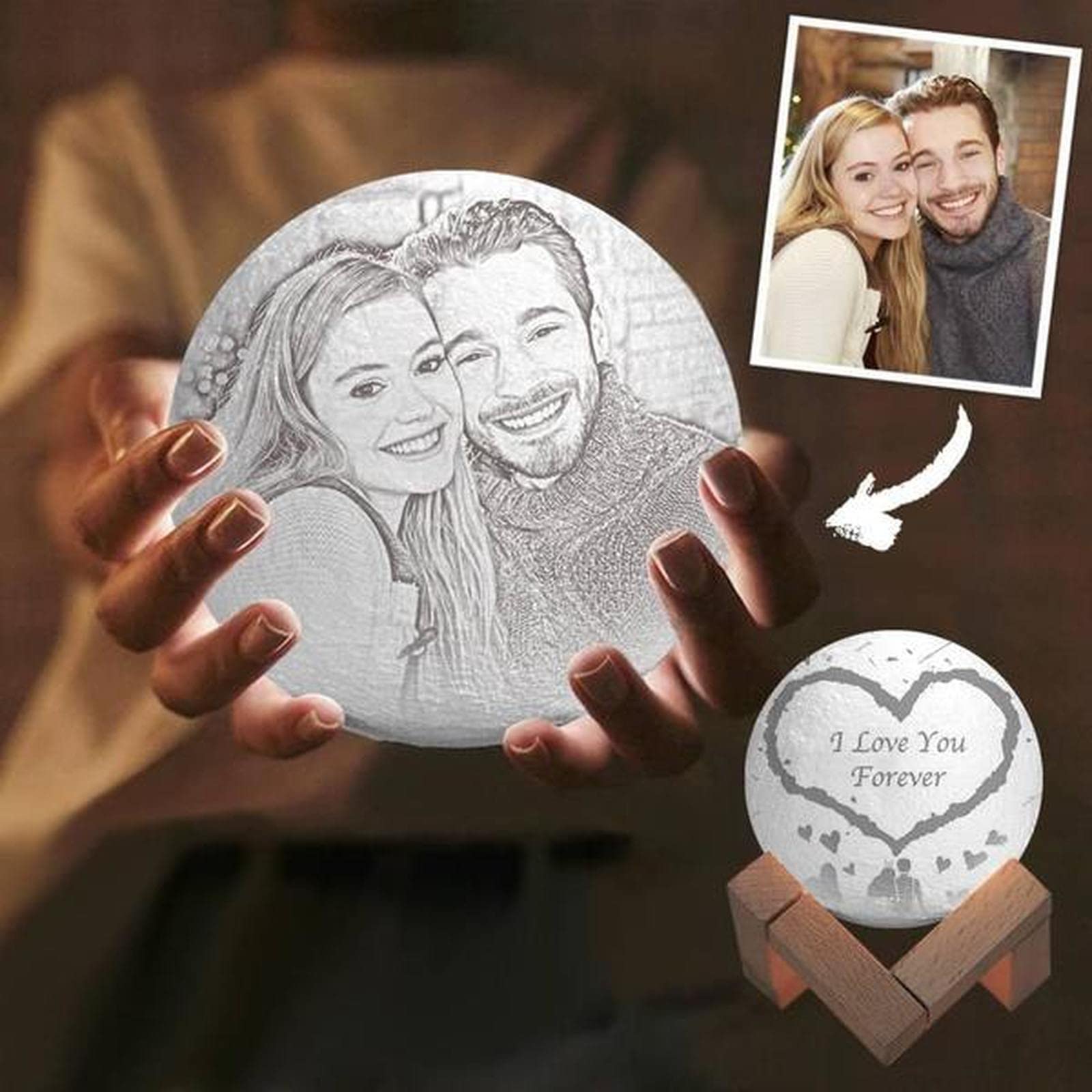 guf Lámpara de luna personalizada con texto fotográfico, lámpara de luna personalizada, lámpara de luna, luz de noche, impresión 3D, 16 colores, luz de luna LED, regulable, interruptor remoto, mesa