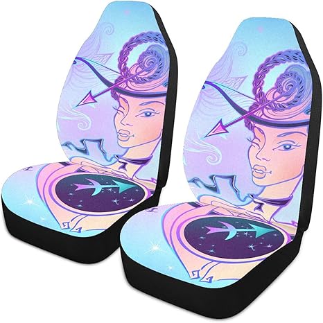 Zodiac-sign-sagittarius Front Car Seat Covers Set of 2, Bucket Seats Protector Decor Fit Most Vehicle, Cars, Sedan, Truck, SUV, Van