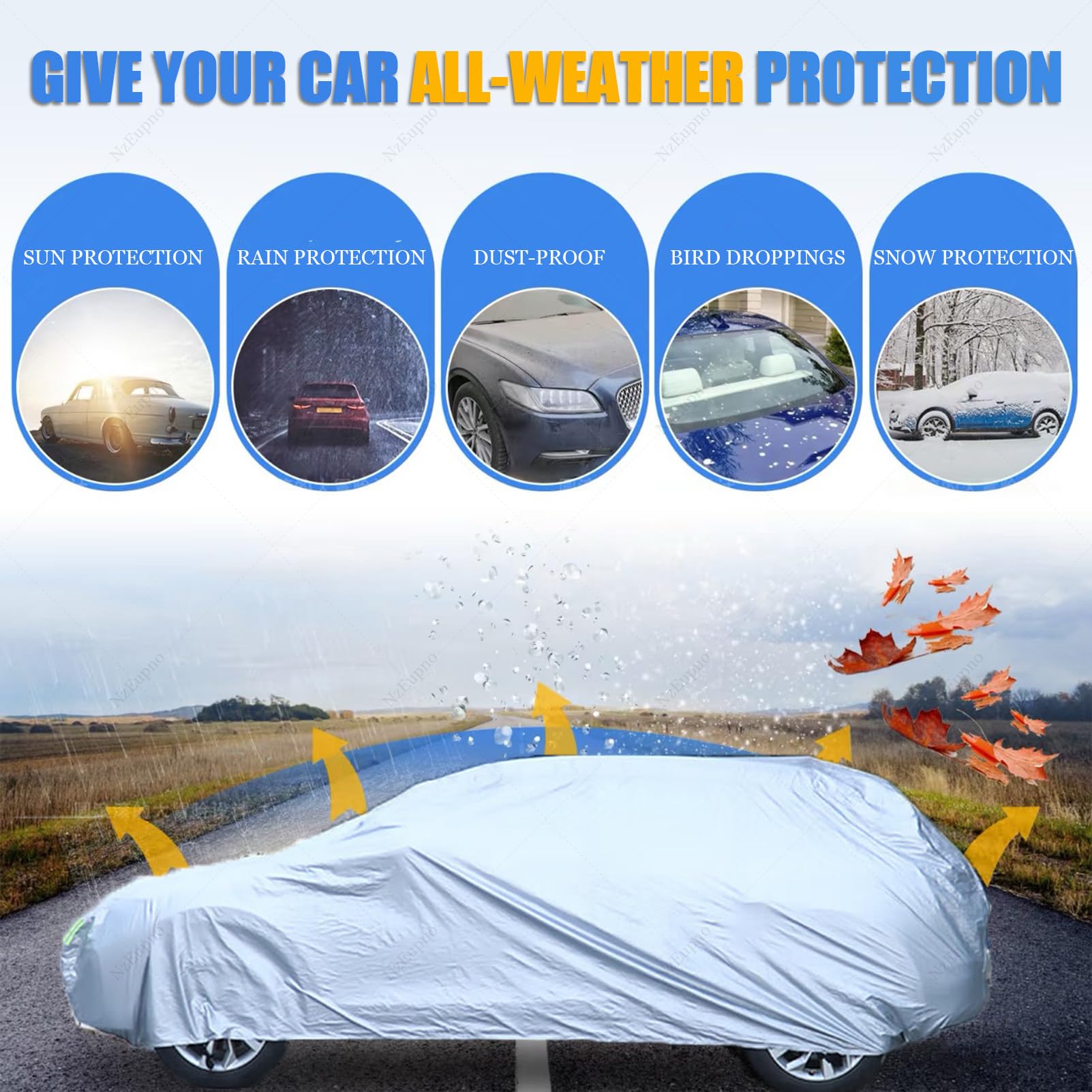 Funda AutomáTica para Coche, Impermeable, para Exteriores, para Todo Tipo De Clima, con Control Remoto Inteligente, EléCtrica, para Invierno, Lluvia, Sol, SUV Y SedáN