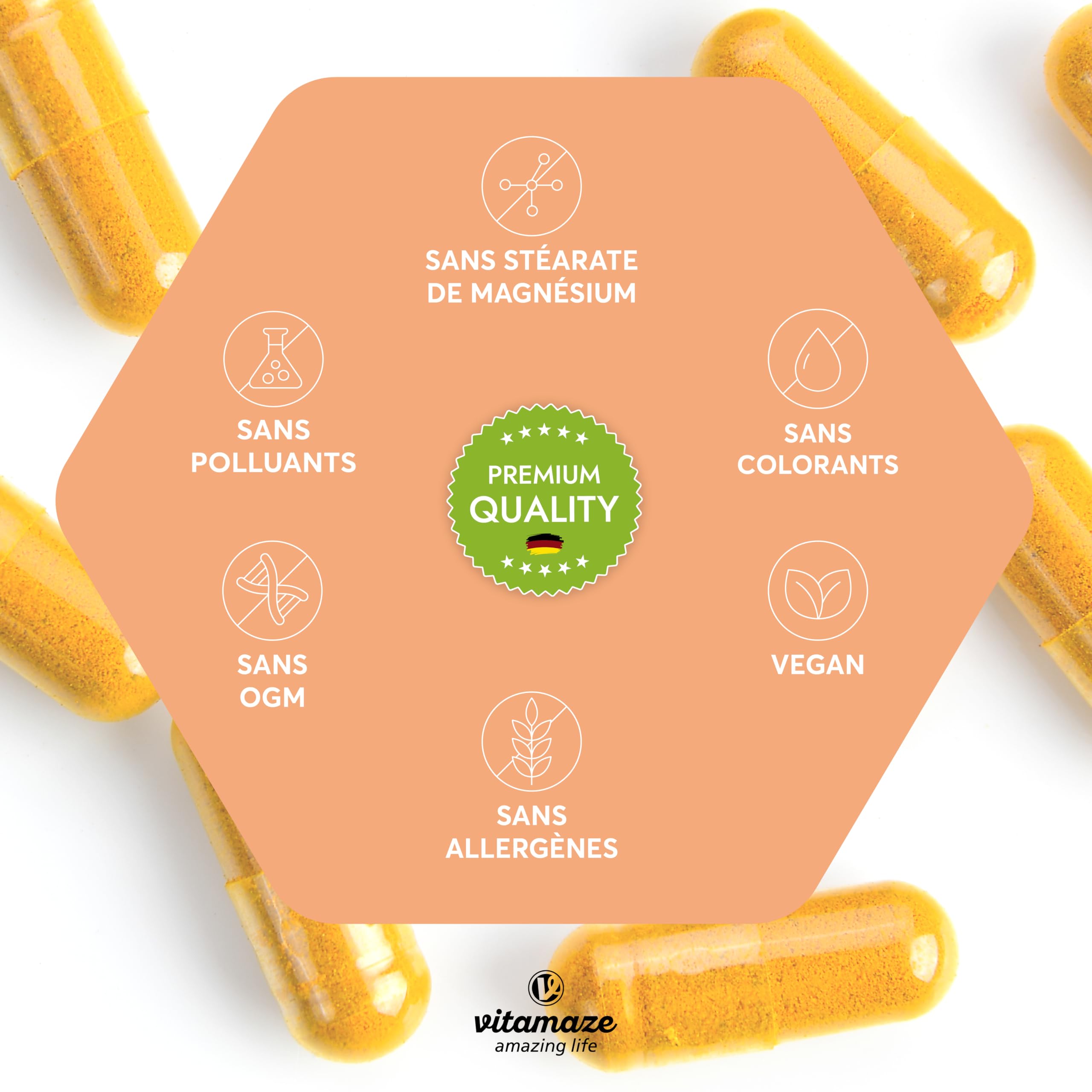 Coenzyme Q10 200 mg - 120 Gélules Pendant 4 Mois - Capsule Vegan avec 98% Ubiquinone - Natural Antioxydant et Énergie - Biodisponibilité Optimale, Qualité Allemande - Vitamaze®