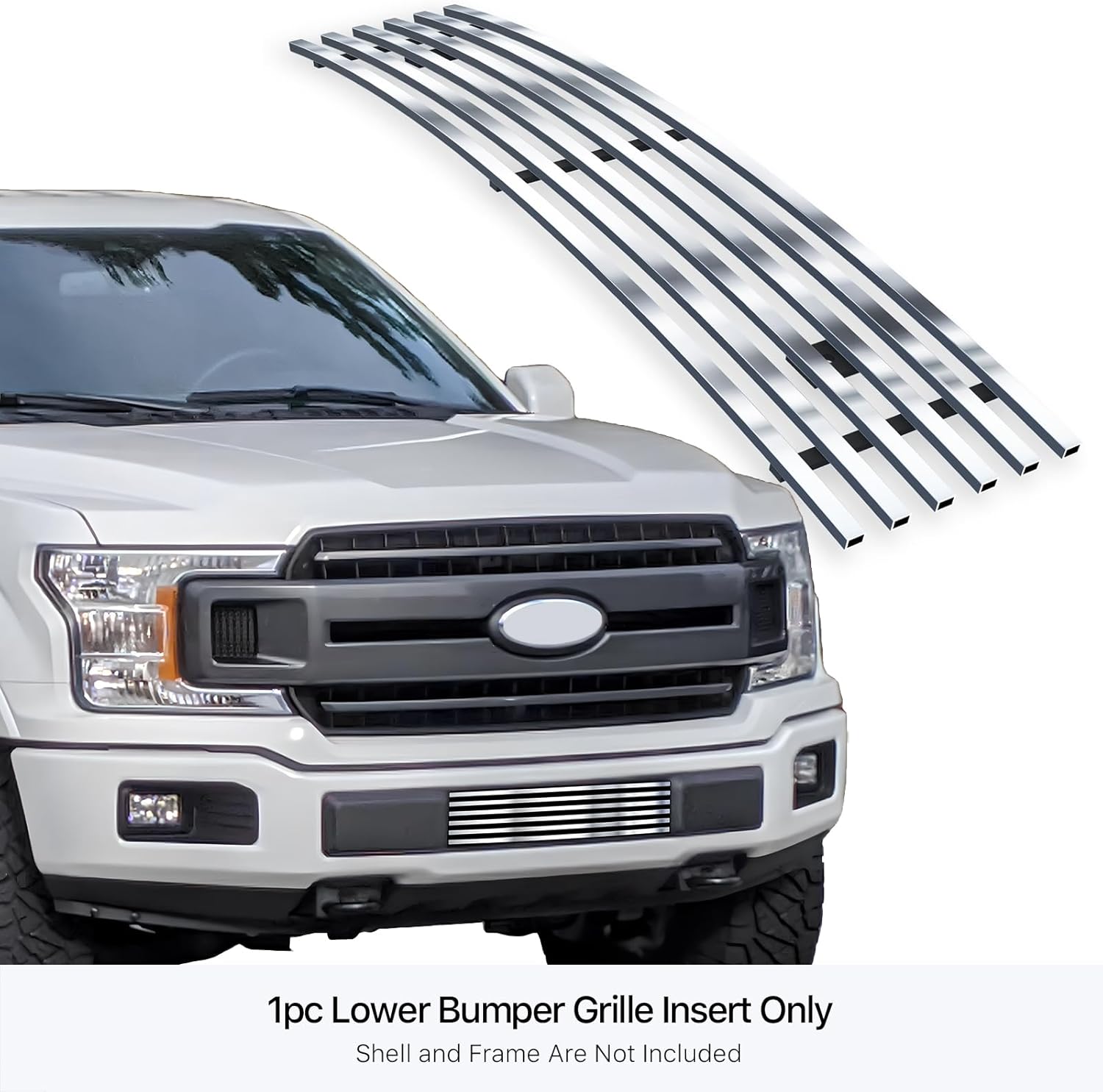 APS Compatible with Ford F-150 2018-2020 Lower Bumper Stainless Steel SS Chrome Billet Front Grill Grille Insert F66401A