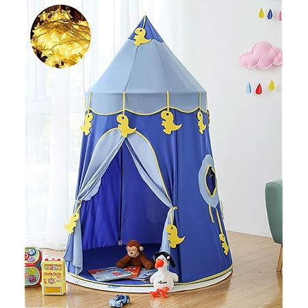 Amazon 子供用テント キッズテント 子供テント Kids Tent 睡眠テント キラキラledスターライト付き ベビー プレイ ハウス トイ インドア 女の子 小さなお城 折り畳み式 テント 玩具収納 子供秘密基地 収納バッグ付きお誕生日 出産祝いのプレゼント 恐竜ブルー