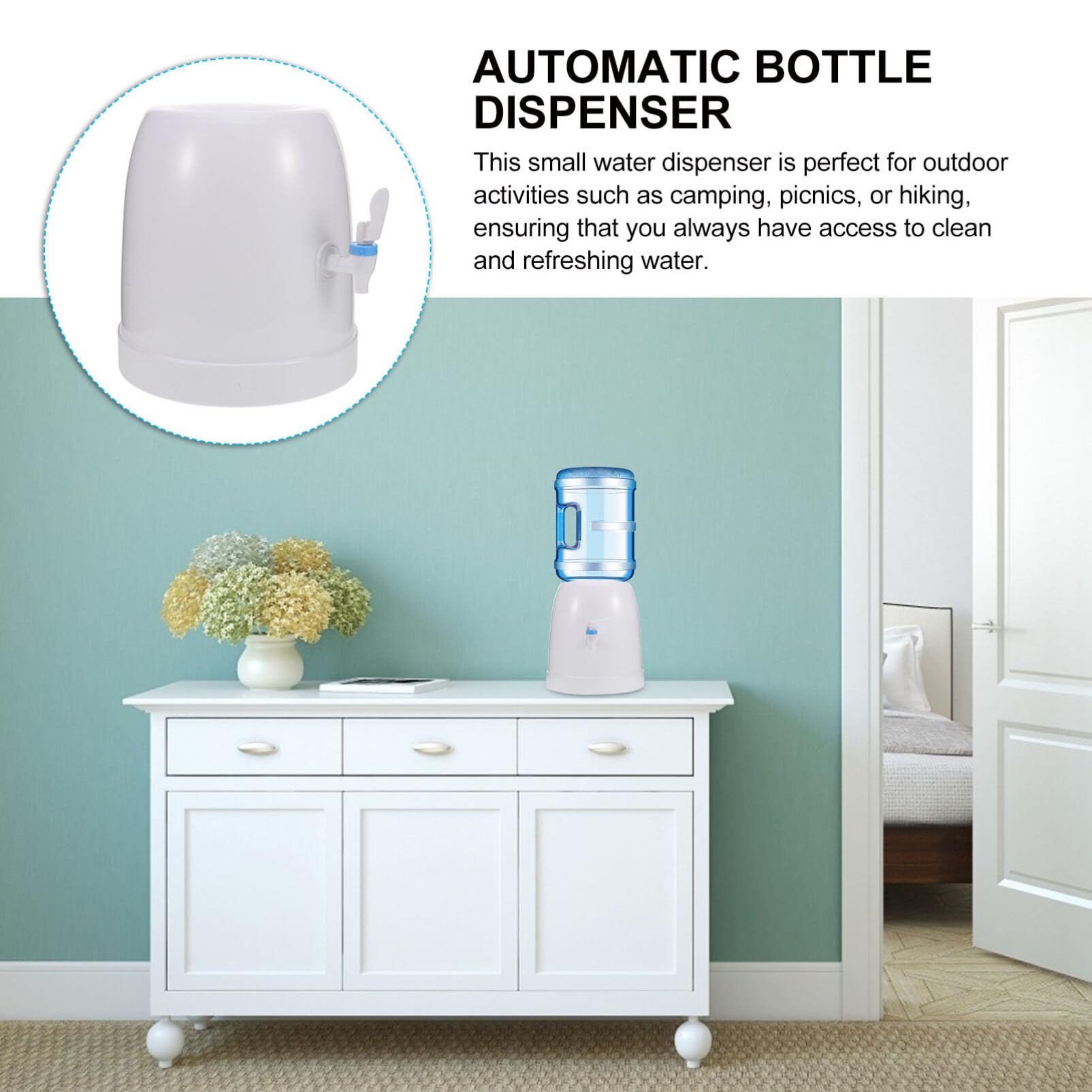 BESTOYARD Desktop Water Cooler Dispenser Drinking Fountain Top Loading Water Cooler Dispenser for Home Dorm Camping Office Kitchen Small Appliances, 29.00X26.50X25.00CM, White, N15VQ05A345ZC8I