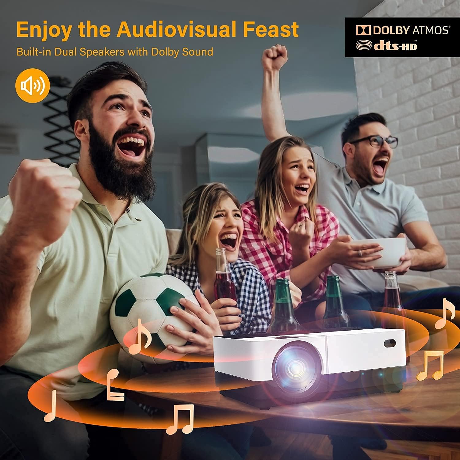 Uр Tо 40% оƒƒ Wsky WiFi Mini Projector, Best Portable Projector for Outdoor Movies, 7500 Lux, Full HD Outdoor Movie Projectors, Wireless Mirroring, for iPhone, Android, Laptops, PCs, Windows Player